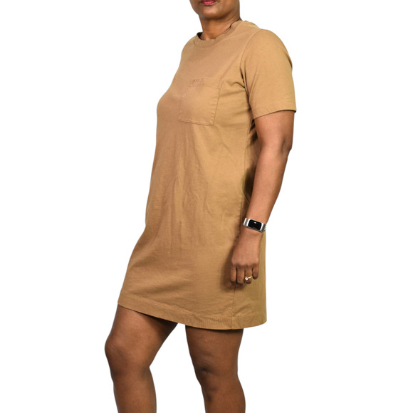 Everlane Cotton T Shirt Dress Tan Khaki Organic Crew Tee Short Sleeve Mini Small - Picture 4 of 15